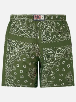 Costume da bagno da uomo con stampa bandana verde