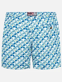 Costume da bagno da uomo in tessuto leggero con stampa racchette padel