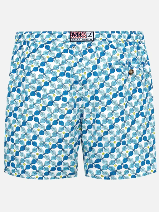 Costume da bagno da uomo in tessuto leggero con stampa racchette padel