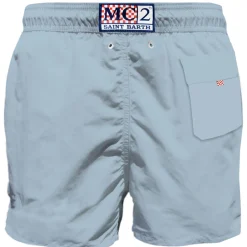 Costume da bagno da uomo azzurro con taschino