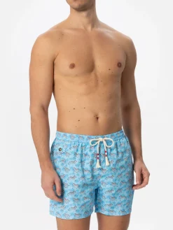 Costume da bagno da uomo in tessuto leggero con stampa zebra