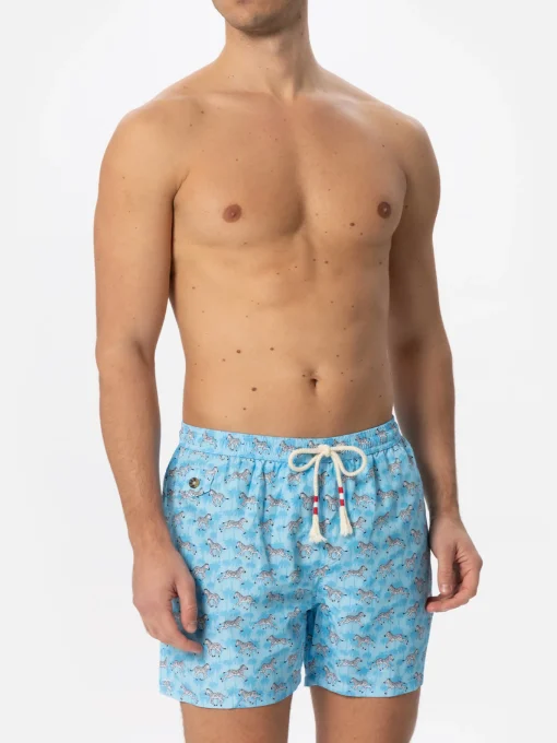 Costume da bagno da uomo in tessuto leggero con stampa zebra