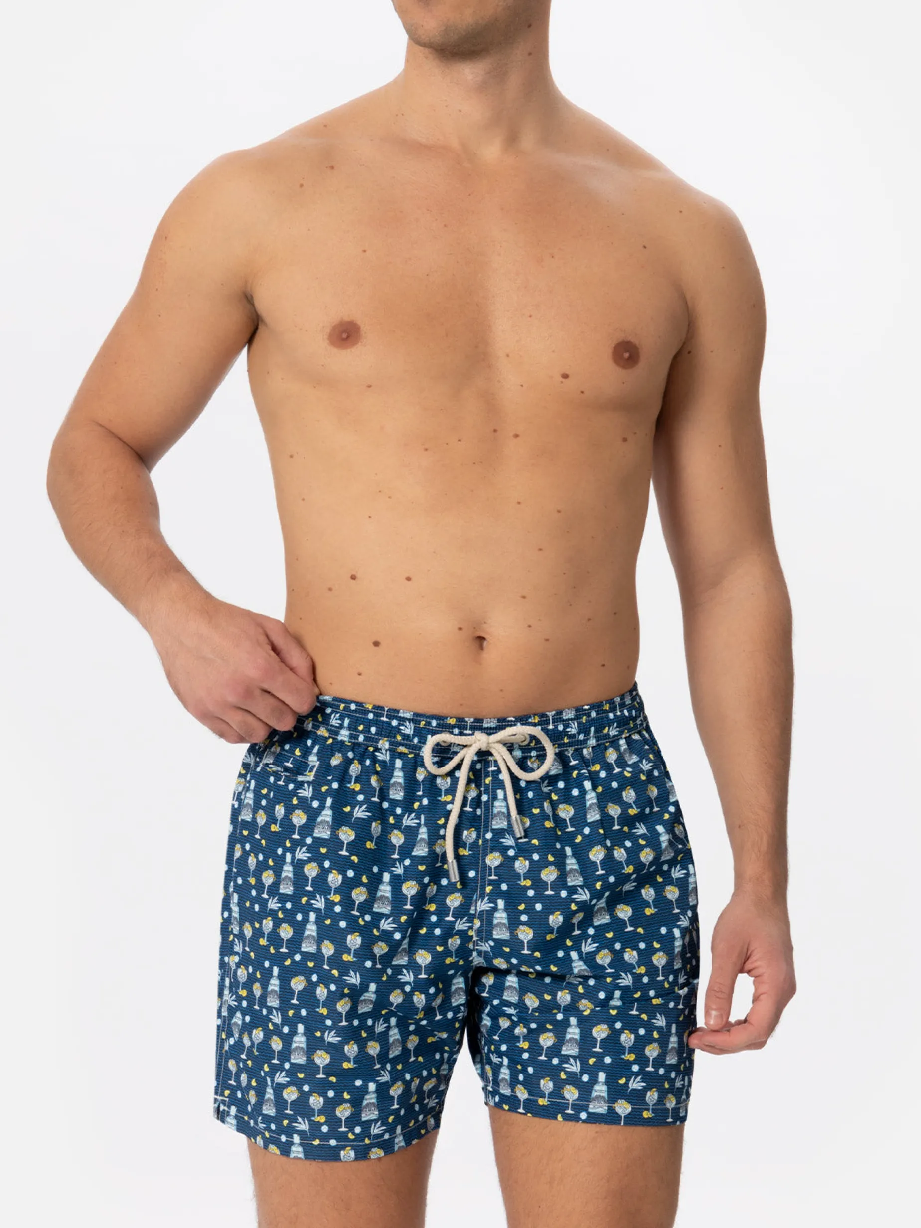 Costume da bagno da uomo in tessuto leggero con stampa gin Mare | GIN MARE EDIZIONE SPECIALE
