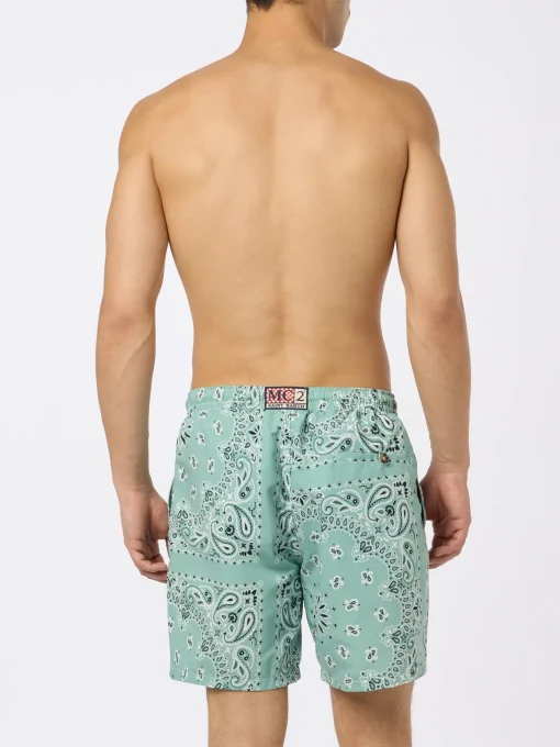 Costume da bagno da uomo media lunghezza verde salvia Caprese