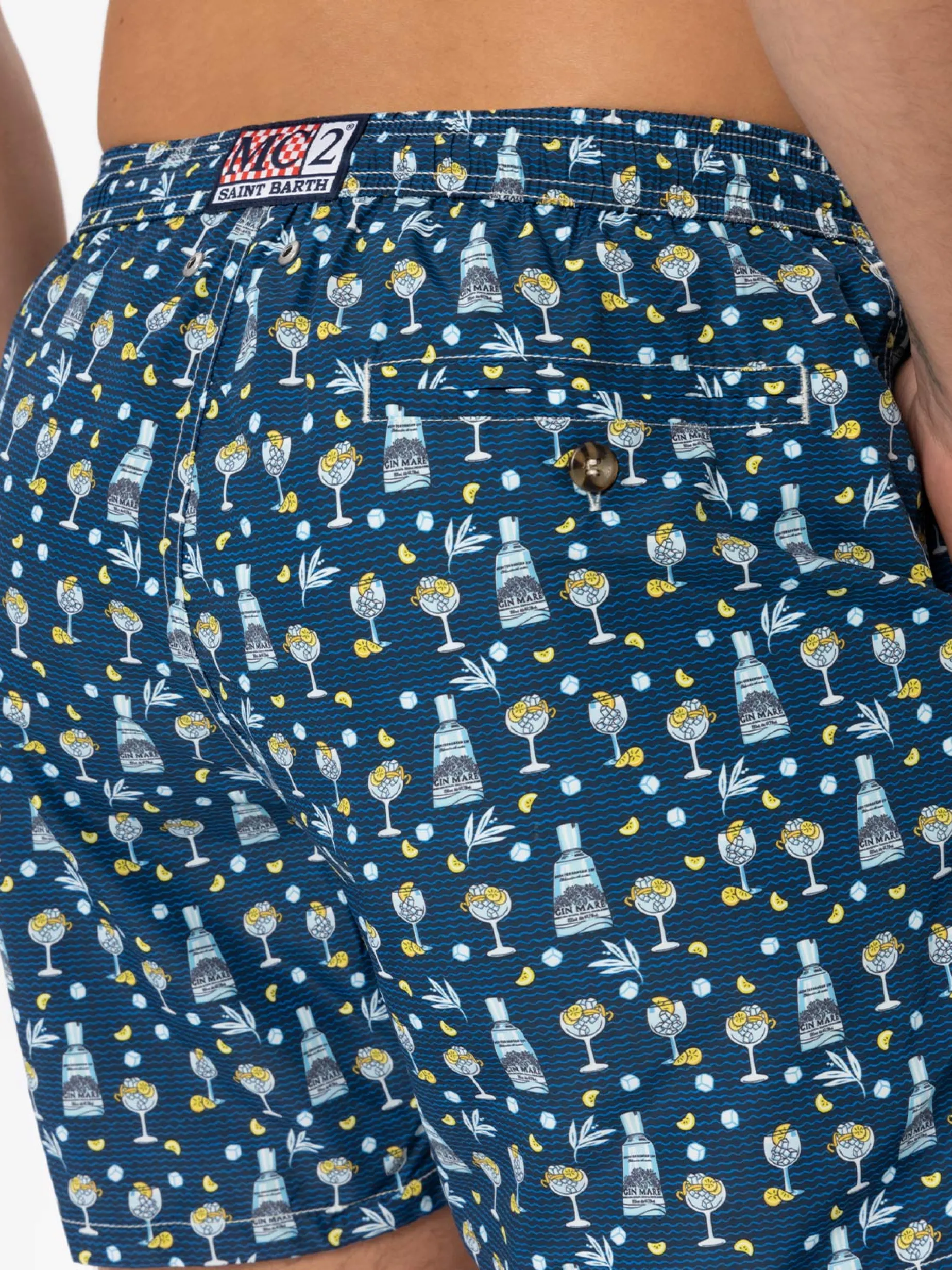 Costume da bagno da uomo in tessuto leggero con stampa gin Mare | GIN MARE EDIZIONE SPECIALE