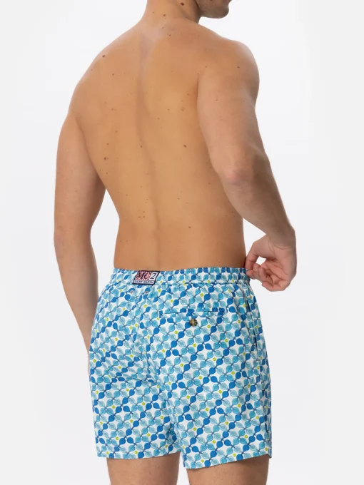 Costume da bagno da uomo in tessuto leggero con stampa racchette padel