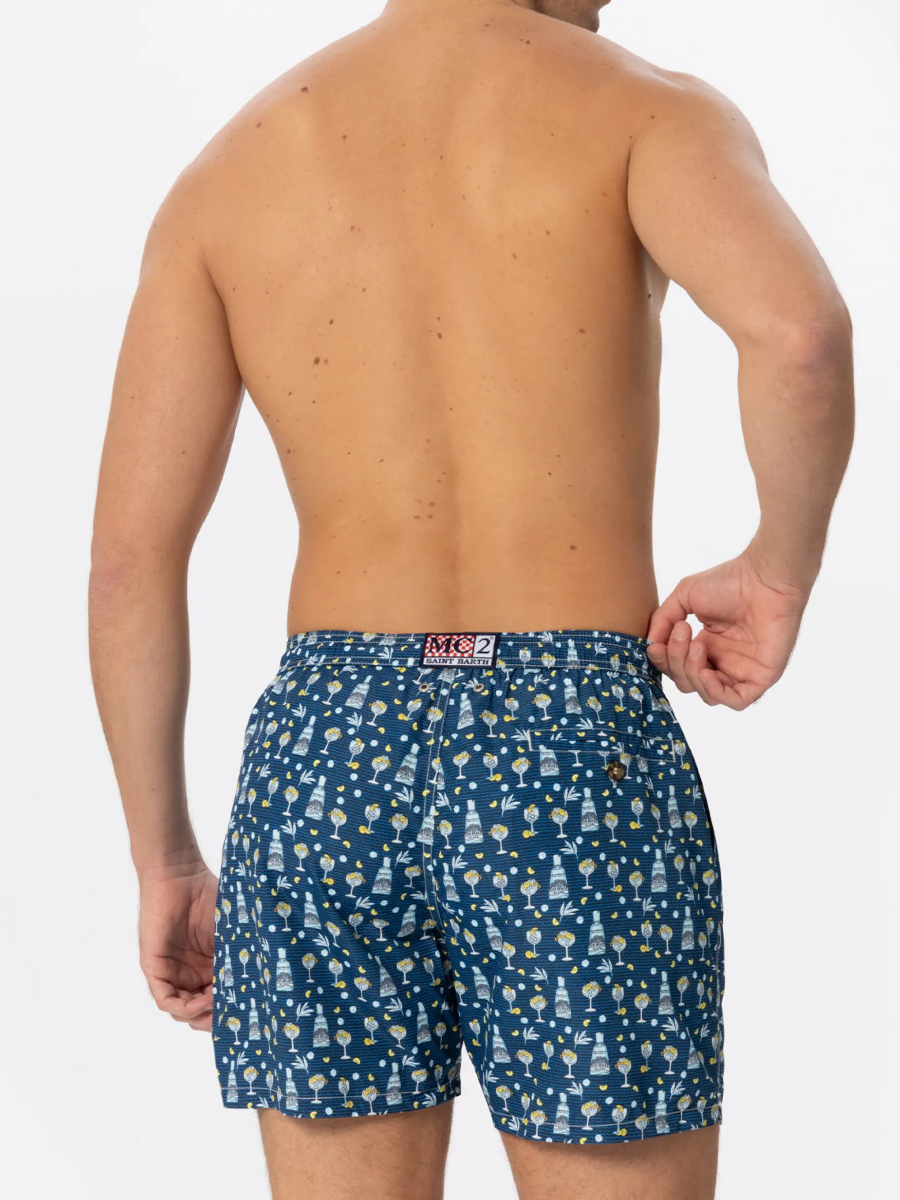 Costume da bagno da uomo in tessuto leggero con stampa gin Mare | GIN MARE EDIZIONE SPECIALE
