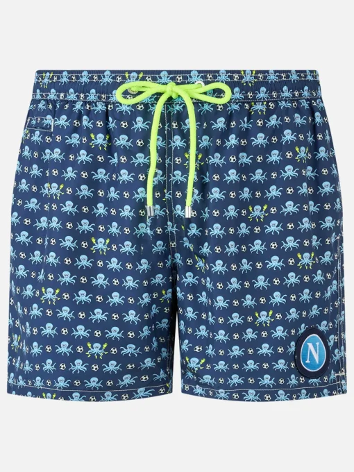 Costume da bagno da uomo in tessuto leggero con stampa logo Squid e Napoli | SSC NAPOLI SPECIAL EDITION