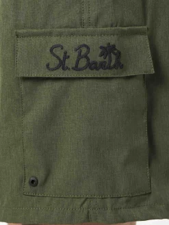 Costume da bagno da uomo comfort ed elasticizzato colore verde militare