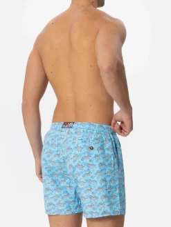 Costume da bagno da uomo in tessuto leggero con stampa zebra