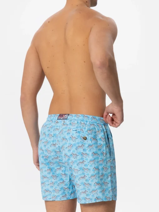 Costume da bagno da uomo in tessuto leggero con stampa zebra