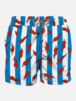 Costume da bagno di media lunghezza con stampa portafortuna