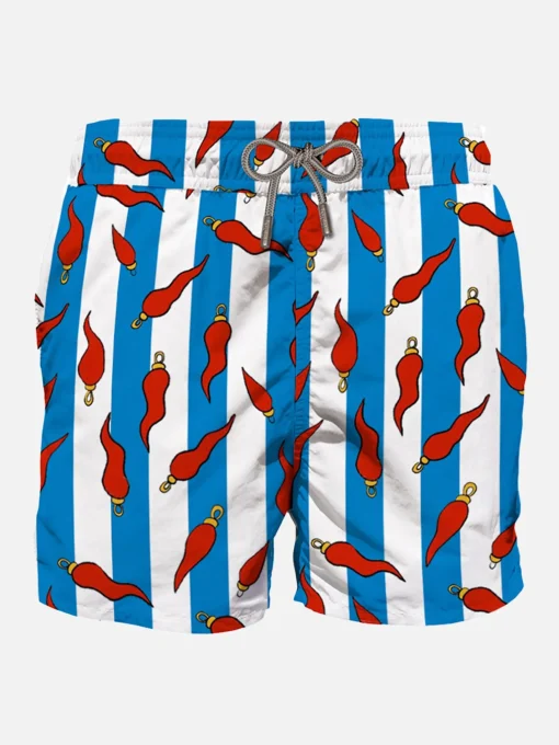 Costume da bagno di media lunghezza con stampa portafortuna