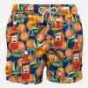 Costume da bagno di media lunghezza stampa spritz time blu