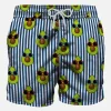 Costume da bagno di media lunghezza a righe blu stampa avocado