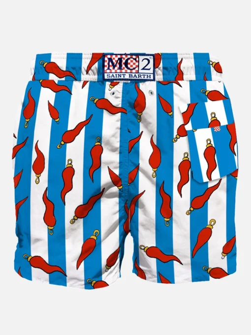 Costume da bagno di media lunghezza con stampa portafortuna