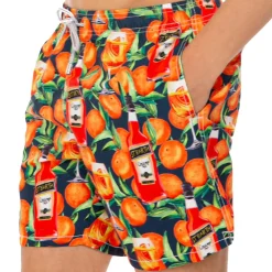 Costume da bagno di media lunghezza stampa spritz time blu