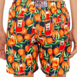 Costume da bagno di media lunghezza stampa spritz time blu