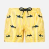 Costume da bagno Jean da bambino in seersucker con ricamo squali