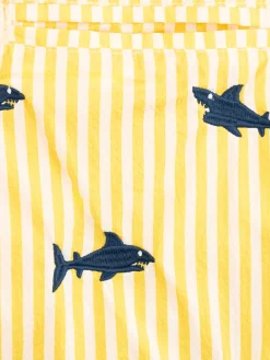 Costume da bagno Jean da bambino in seersucker con ricamo squali