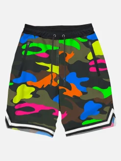 Costume da bagno mimetico fluo multicolor stile surf