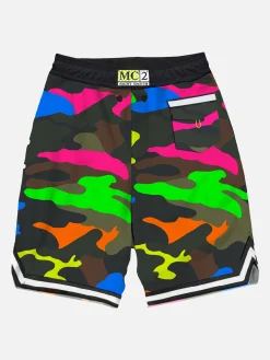 Costume da bagno mimetico fluo multicolor stile surf