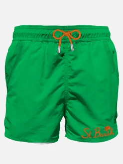 Costume da bagno verde da uomo con taschino