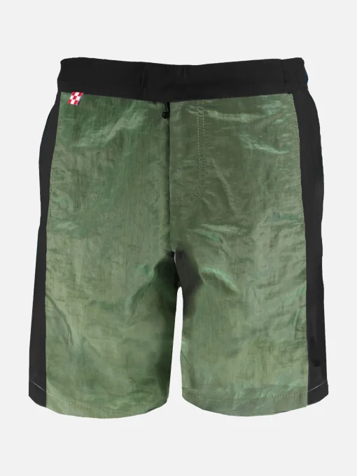 Costume da bagno verde militare con banda laterale in contrasto