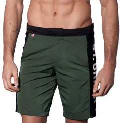 Costume da bagno verde militare con banda laterale in contrasto