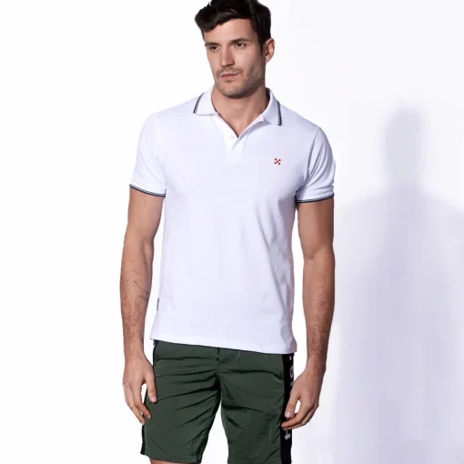 Costume da bagno verde militare con banda laterale in contrasto