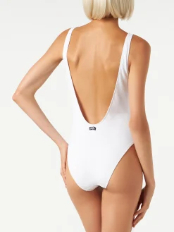 Costume intero bianco a costine