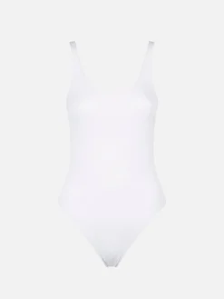 Costume intero bianco a costine