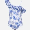 Costume intero Carin con volant e stampa toile de jouy da bambina