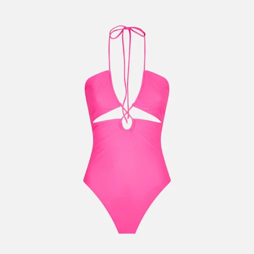 Costume intero cut out rosa fluo