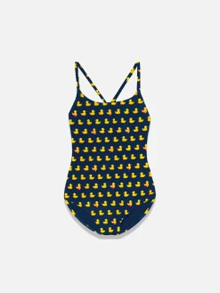 Costume intero da bambina con stampa papere
