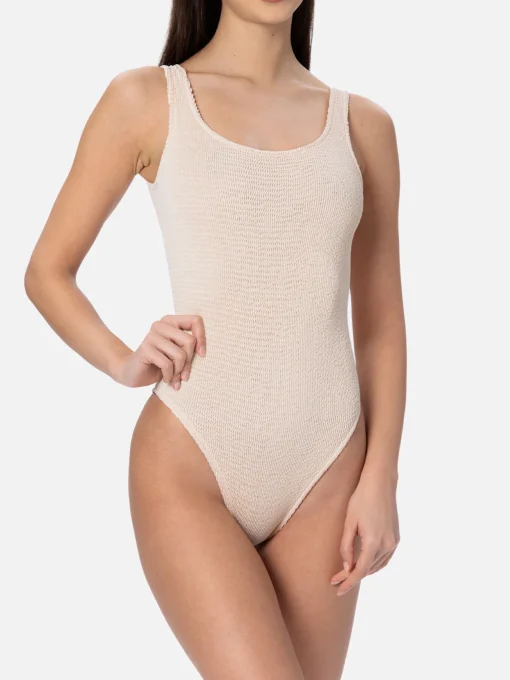 Costume intero da donna beige crinkle Lora