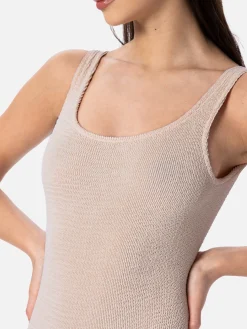 Costume intero da donna beige crinkle Lora