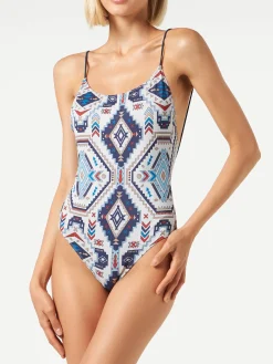 Costume intero da donna con stampa glitter azteca