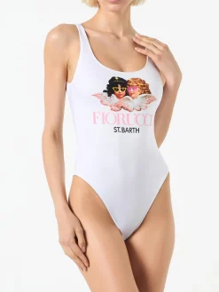 Costume intero da donna con stampa Angeli Fiorucci | FIORUCCI EDIZIONE SPECIALE