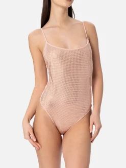 Costume intero da donna chiaro Cecille con strass