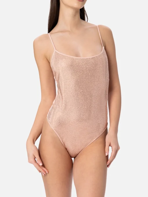 Costume intero da donna chiaro Cecille con strass