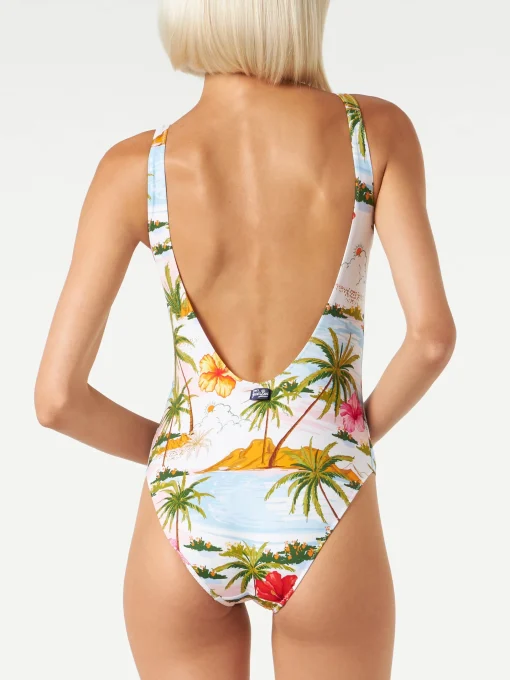 Costume intero da donna con stampa tropicale
