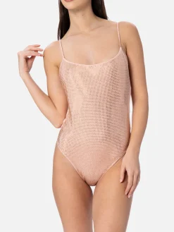 Costume intero da donna chiaro Cecille con strass