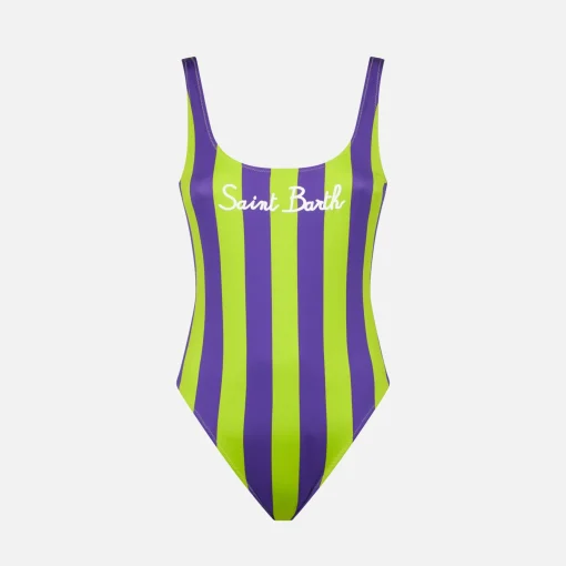 Costume intero da donna lime e viola