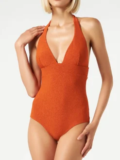 Costume intero in lurex arancione
