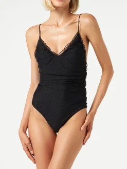 Costume intero nero con tulle