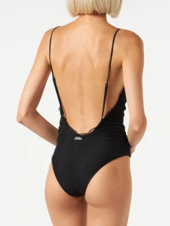 Costume intero nero con tulle