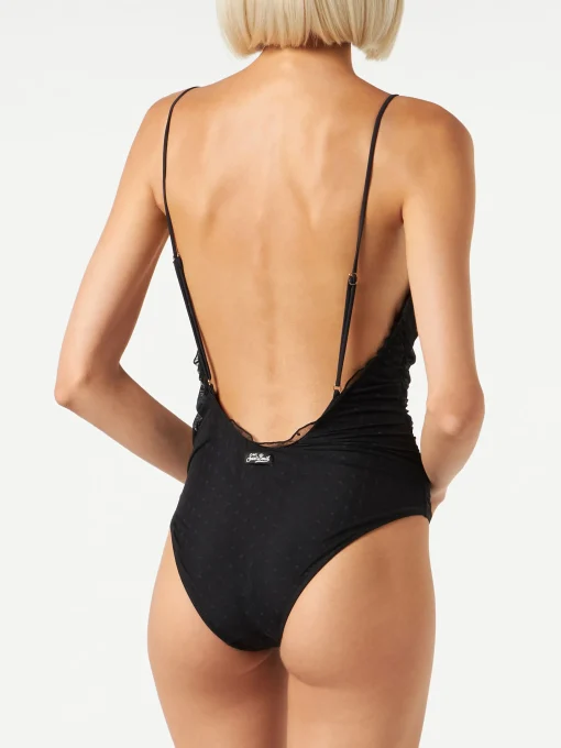 Costume intero nero con tulle