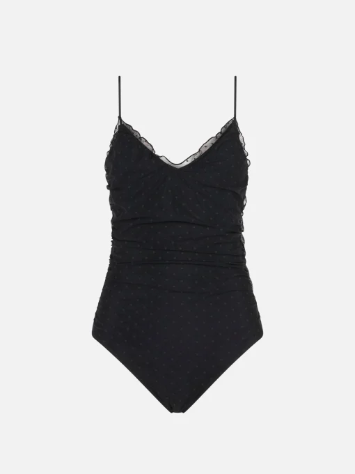 Costume intero nero con tulle