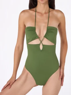 Costume intero verde militare cutout Kinsley